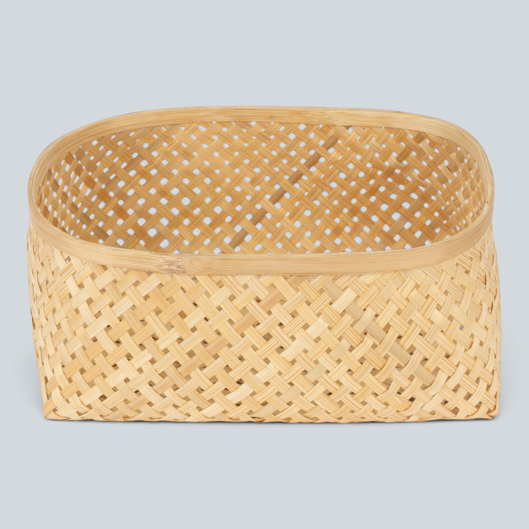 Set of 2 | "Elia" Handwoven Round Bamboo Basket/Tray For Home Storage & Gifting