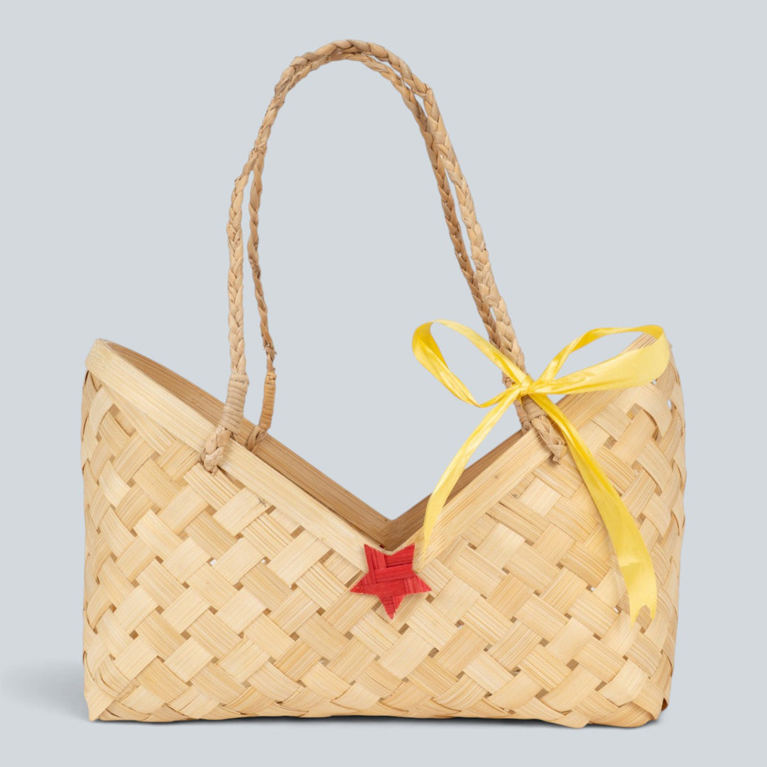 "Viera" Handwoven Bamboo Basket With Handles For Home Storage & Gifting