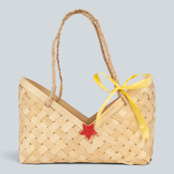 "Viera" Handwoven Bamboo Basket With Handles For Home Storage & Gifting
