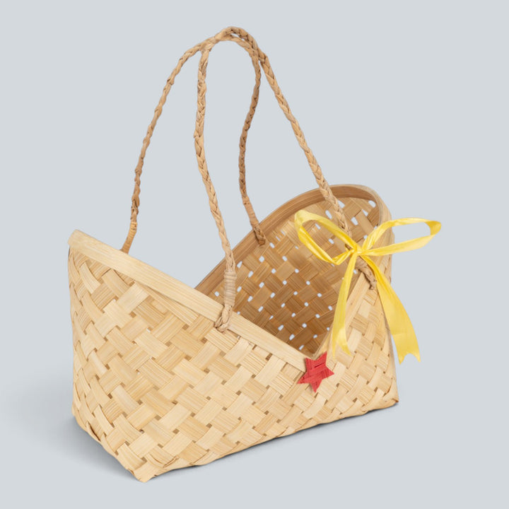 "Viera" Handwoven Bamboo Basket With Handles For Home Storage & Gifting