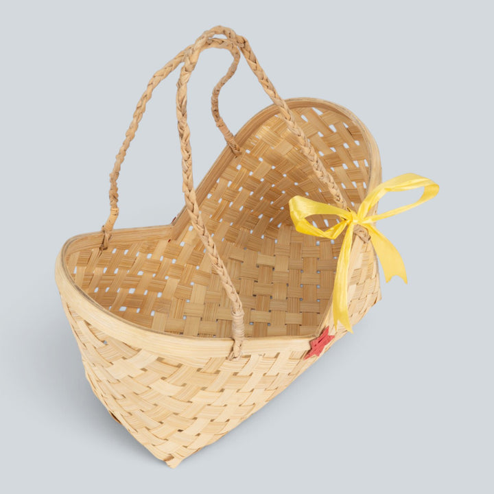 "Viera" Handwoven Bamboo Basket With Handles For Home Storage & Gifting