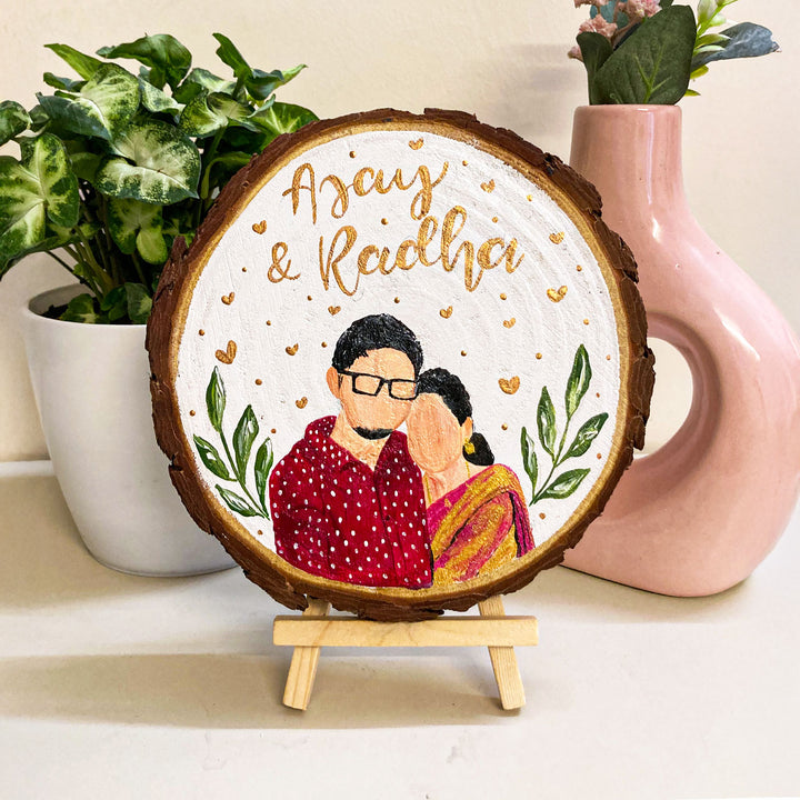 Photo Personalized Hand-Painted Leaves Design Wooden Decorative Plaque