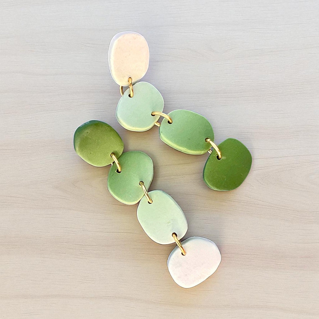 Handmade Polymer Clay Nature Inspired Leaves Design Earrings