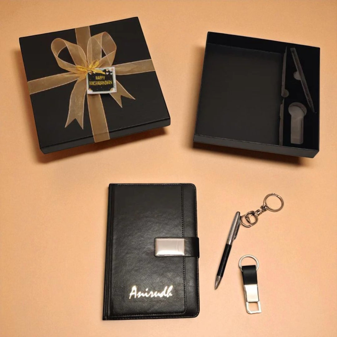 3 Piece Premium Dairy Set Rakhi Gift | Includes Dairy , Pen, Key holder