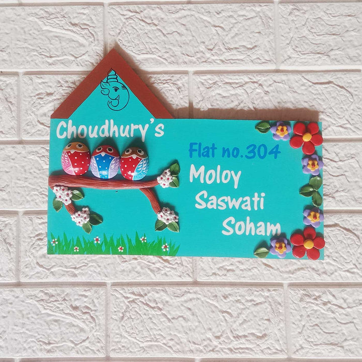 Handcrafted Personalised Owl Nameplate For A Family Of 4