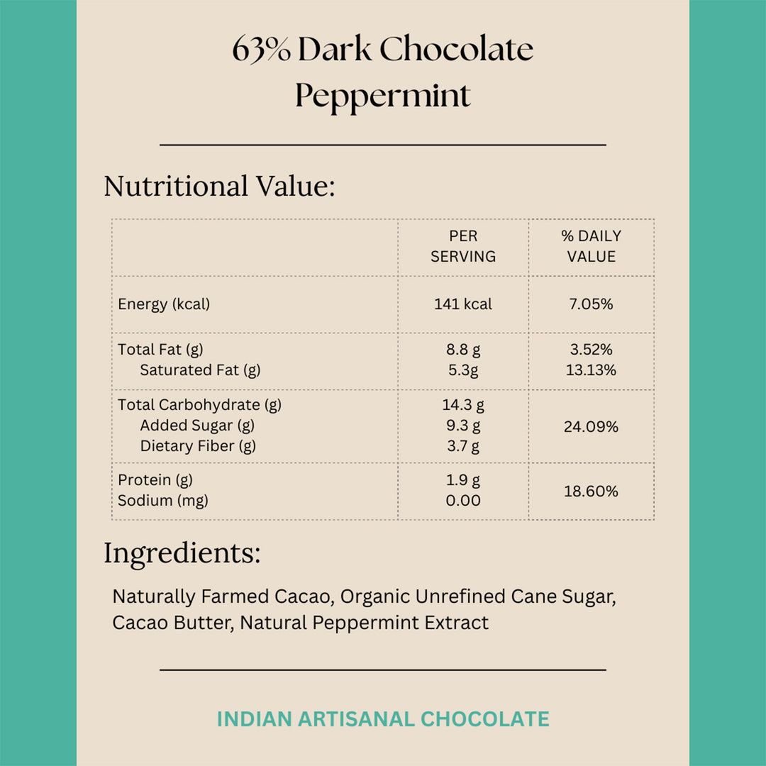 63% Dark | Vegan & Gluten Free Chocolate with Mint