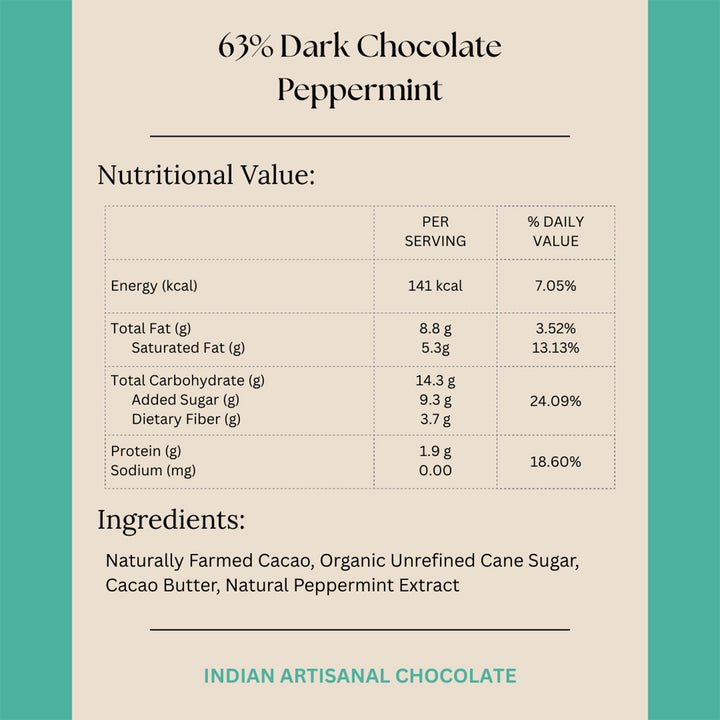 63% Dark | Vegan & Gluten Free Chocolate with Mint