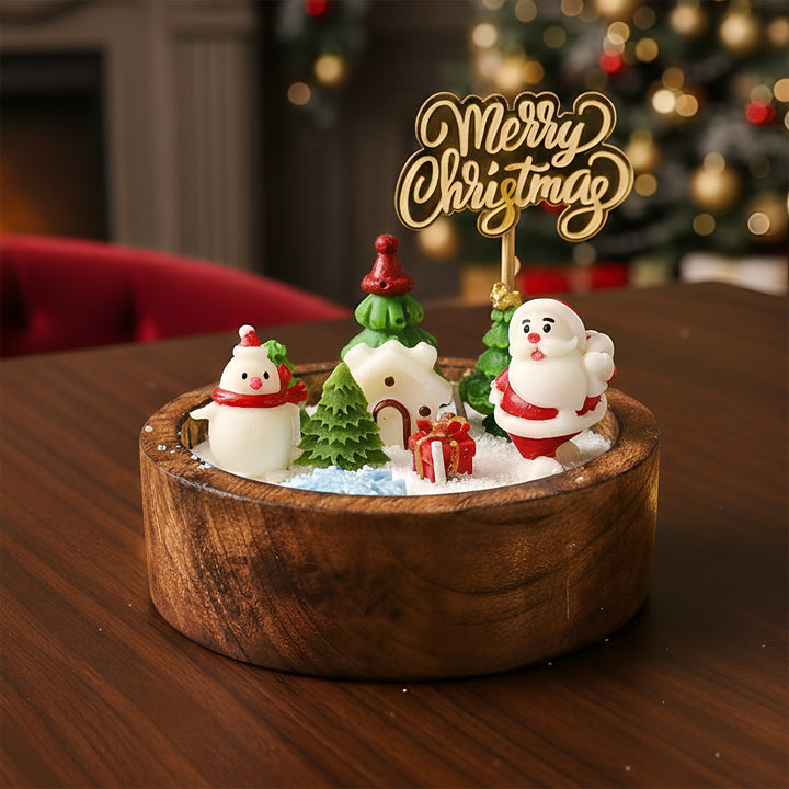 Handmade Snow City Theme Wooden Soy Wax Candle