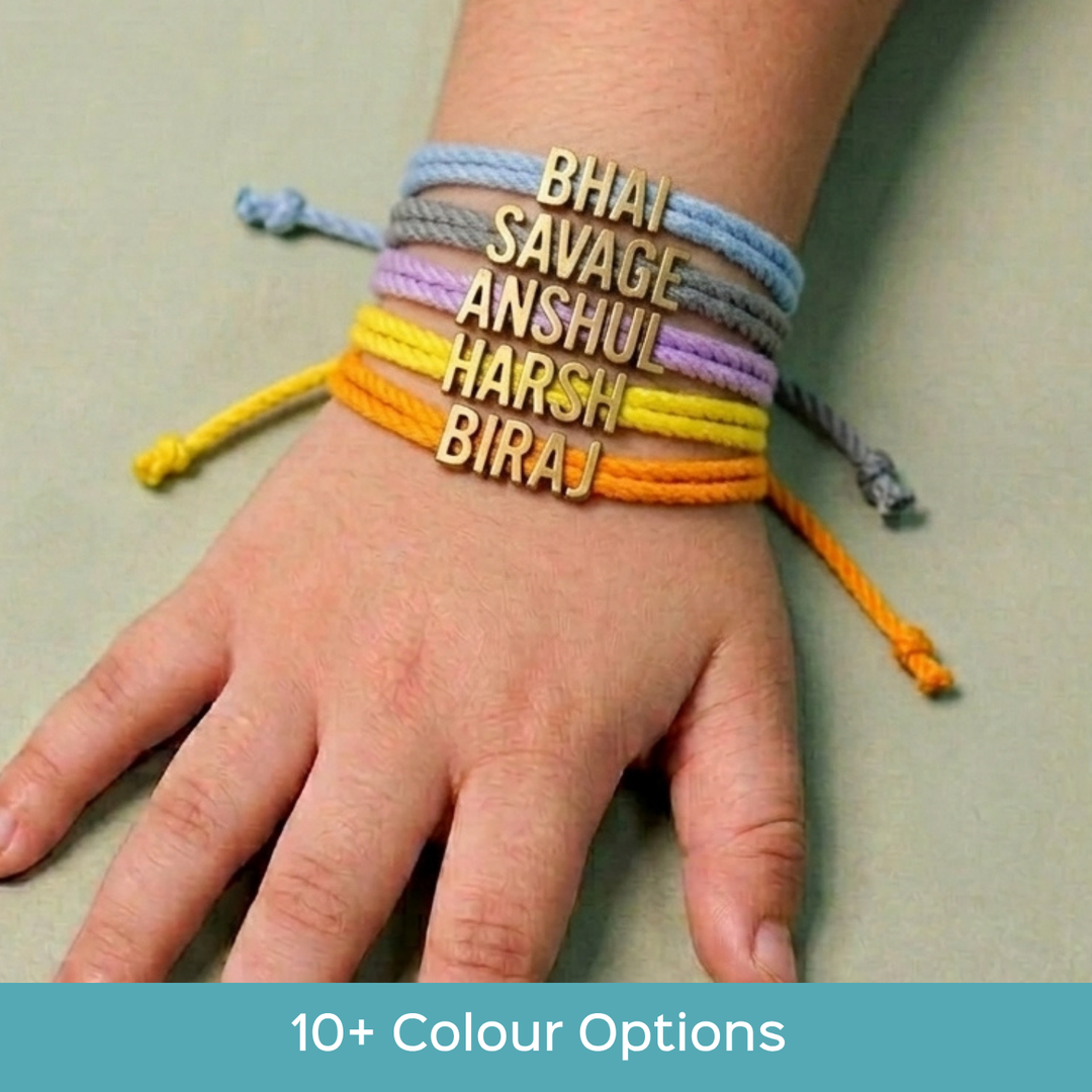 Personalized Handmade Minimalist Name Rakhi With Roli Chawal
