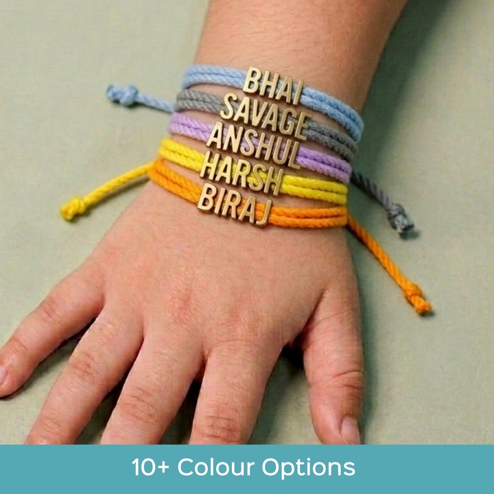 Personalized Handmade Minimalist Name Rakhi With Roli Chawal