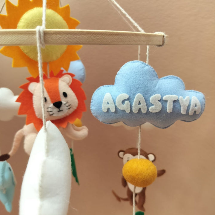 Personalized Animal Safari Theme Kid's Crib and Cot Mobile