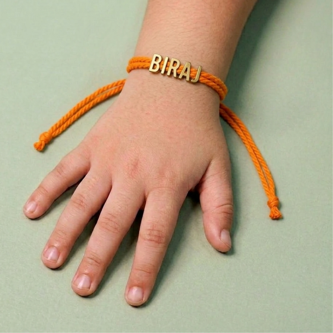 Personalized Handmade Minimalist Name Rakhi With Roli Chawal