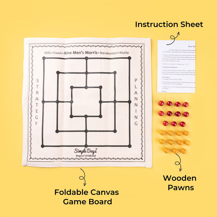 Fun Traditional Board Game Set - Daadi / Navakankari / Nine Men's Morris