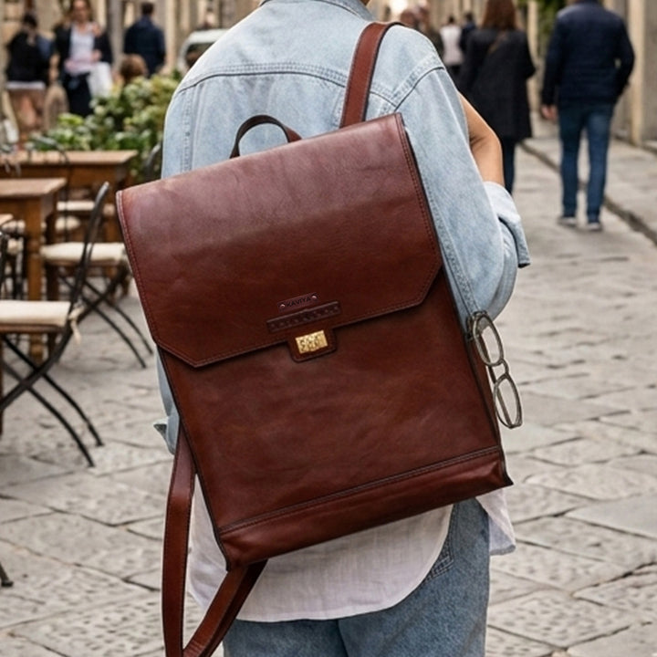 Personalized Brown Emily Leather Backpack