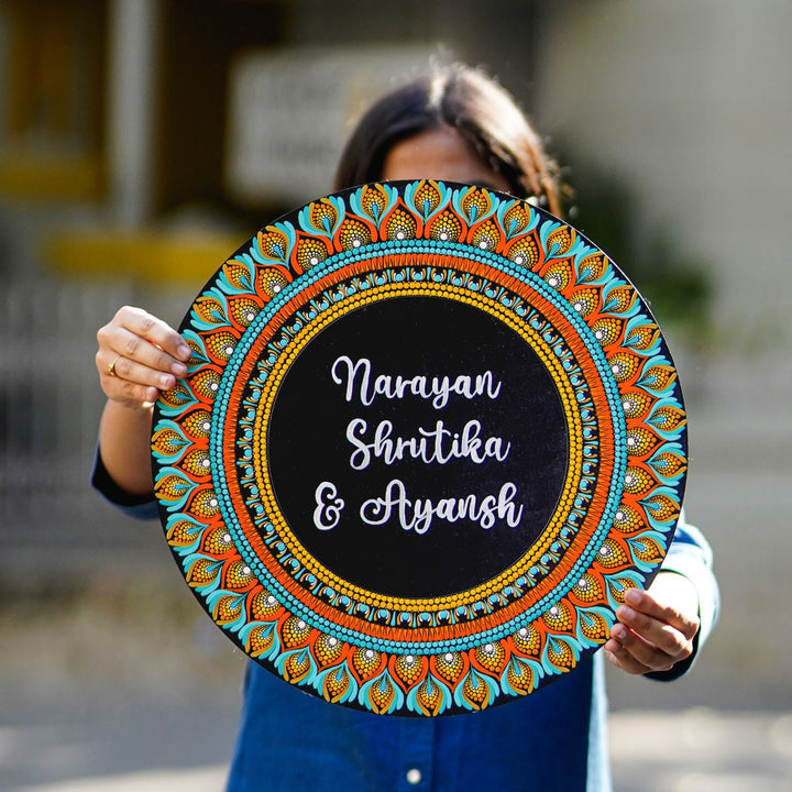 Handcrafted Circular Dot Art Name Plate