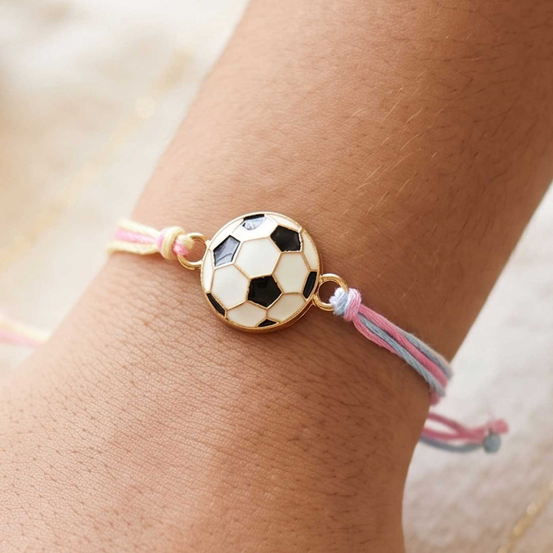 Engraved Little Football Champ Enamel Metal Charm Rakhi With Roli Chawal for Brother