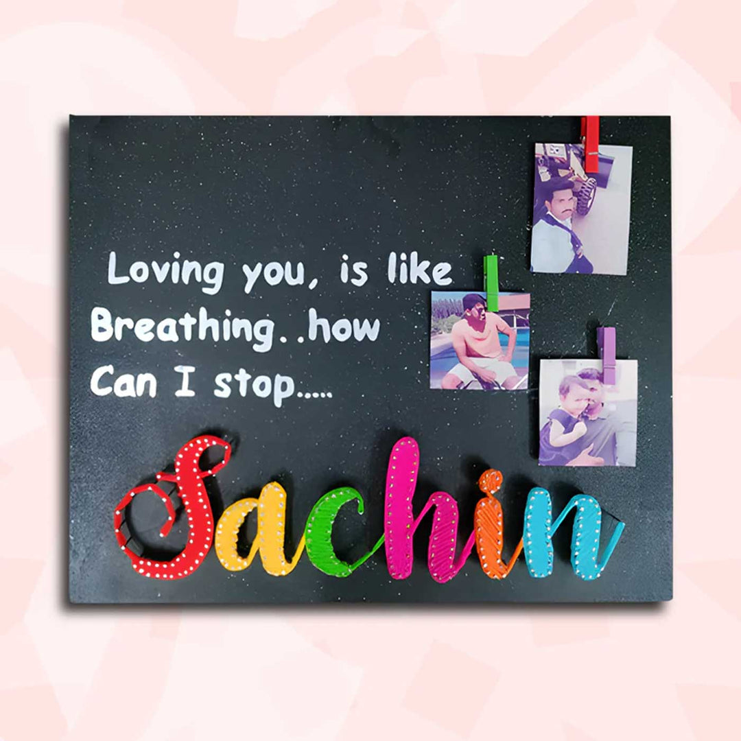 Photo Personalized String Art Minimalist Design Wooden Name Plate