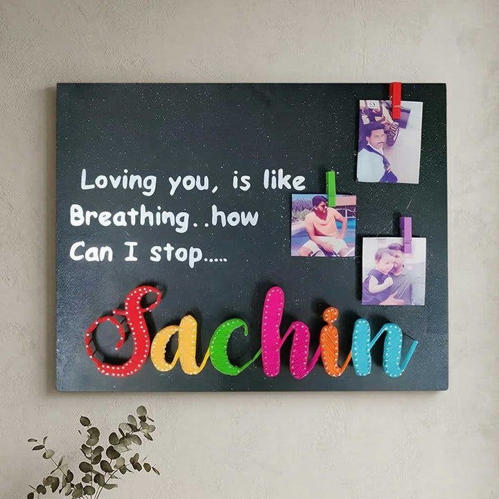 Photo Personalized String Art Minimalist Design Wooden Name Plate