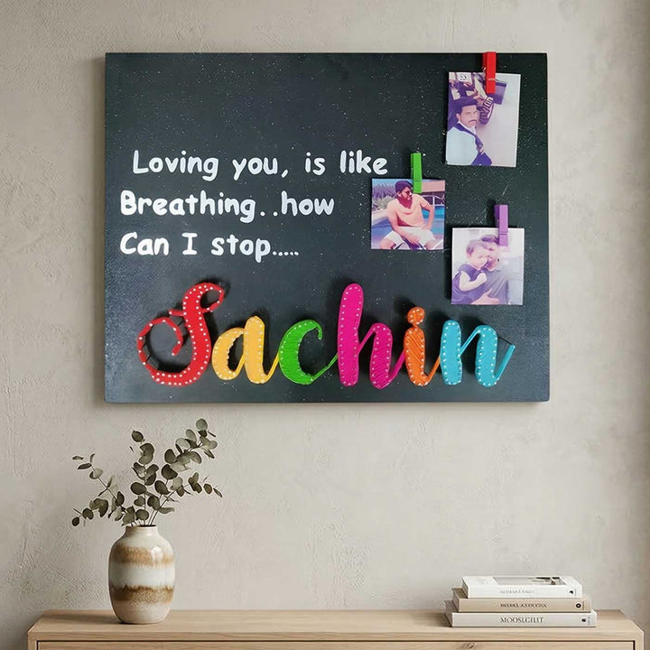 Photo Personalized String Art Minimalist Design Wooden Name Plate