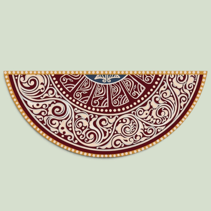 24 Inch | Reusable Handmade Madhobi Semicircle Fabric Rangoli Mat for Festive Entrance Decor