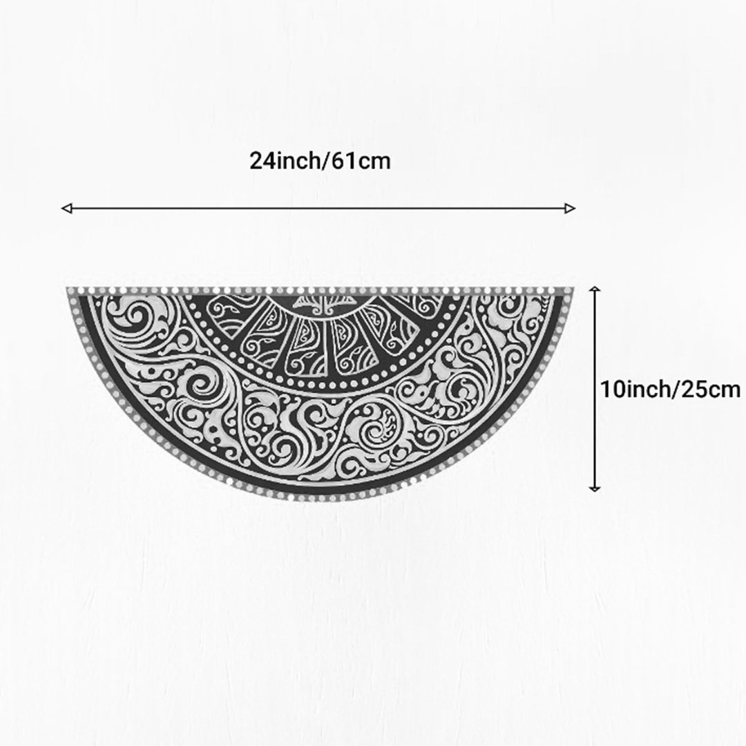 24 Inch | Reusable Handmade Madhobi Semicircle Fabric Rangoli Mat for Festive Entrance Decor