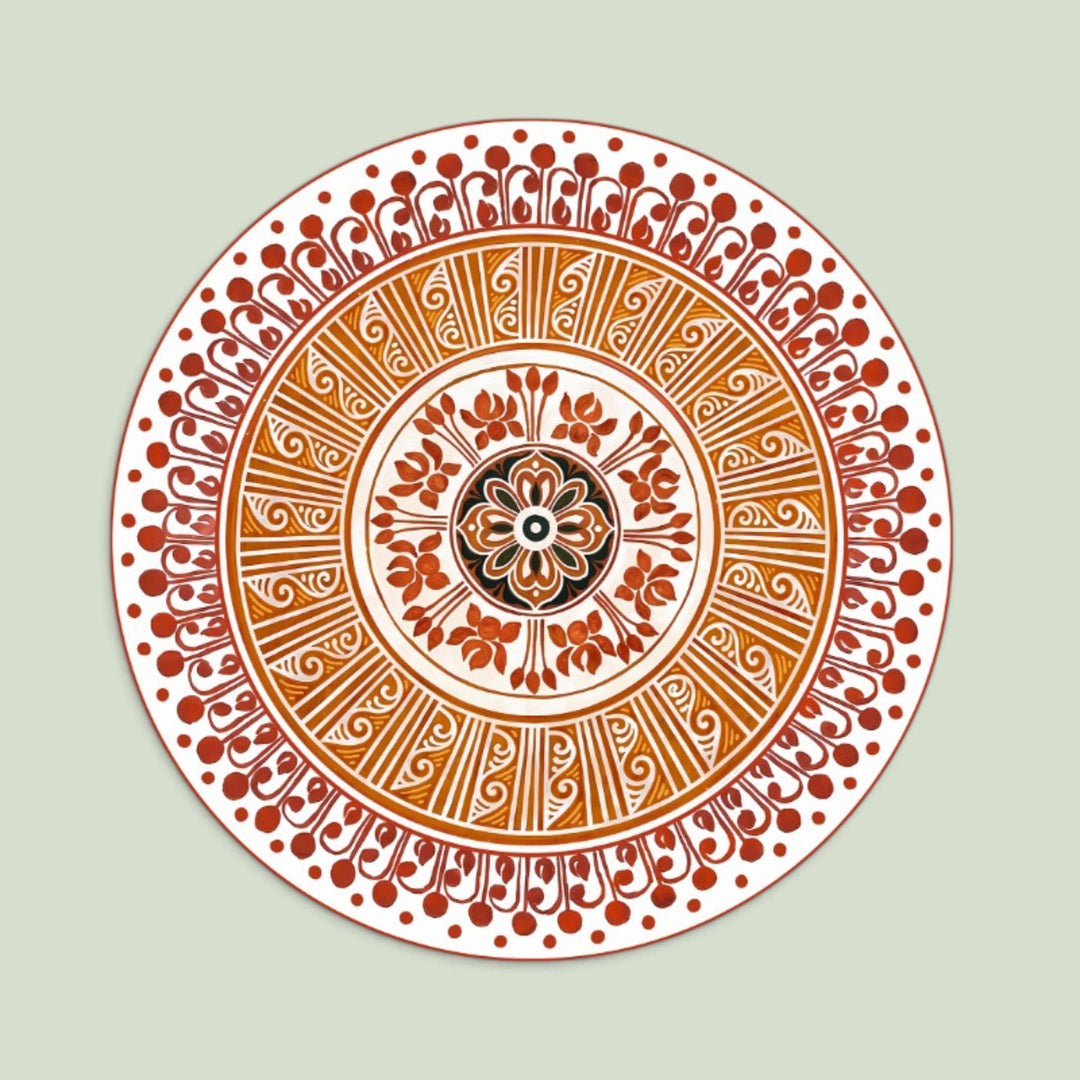 24 Inch | Reusable Handmade Radhachura Fabric Rangoli Mat for Festive Entrance Decor