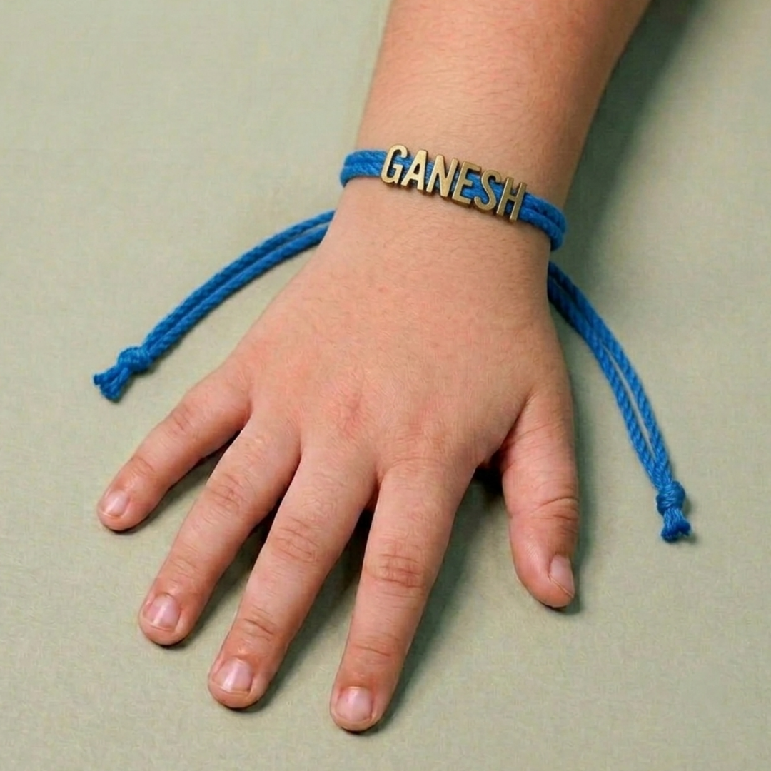 Personalized Handmade Minimalist Name Rakhi With Roli Chawal