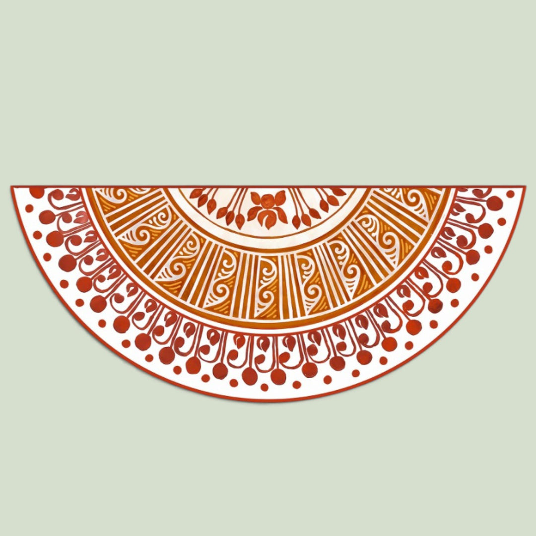 24 Inch | Reusable Handmade Radhachura Semicircle Fabric Rangoli Mat for Festive Entrance Decor