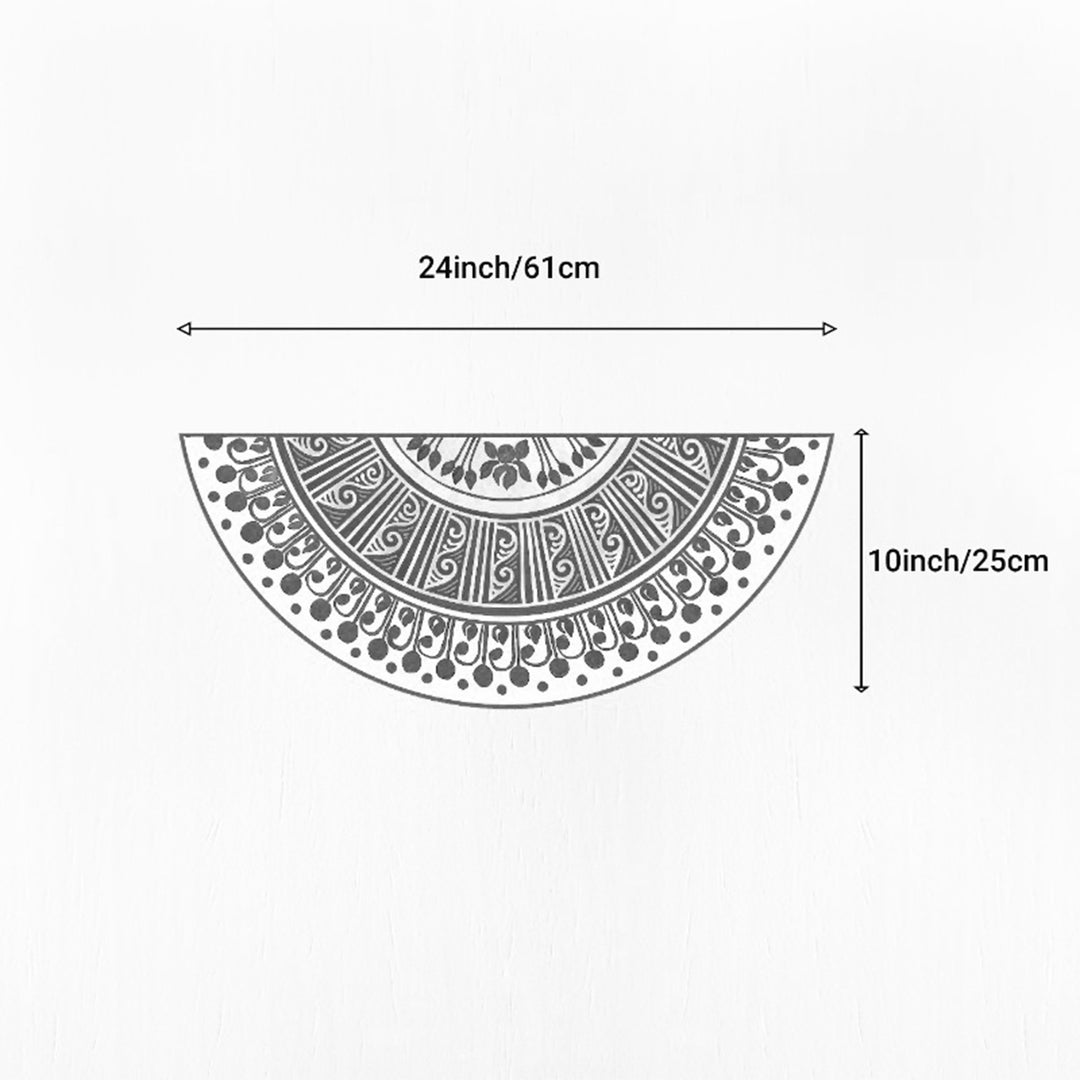 24 Inch | Reusable Handmade Radhachura Semicircle Fabric Rangoli Mat for Festive Entrance Decor