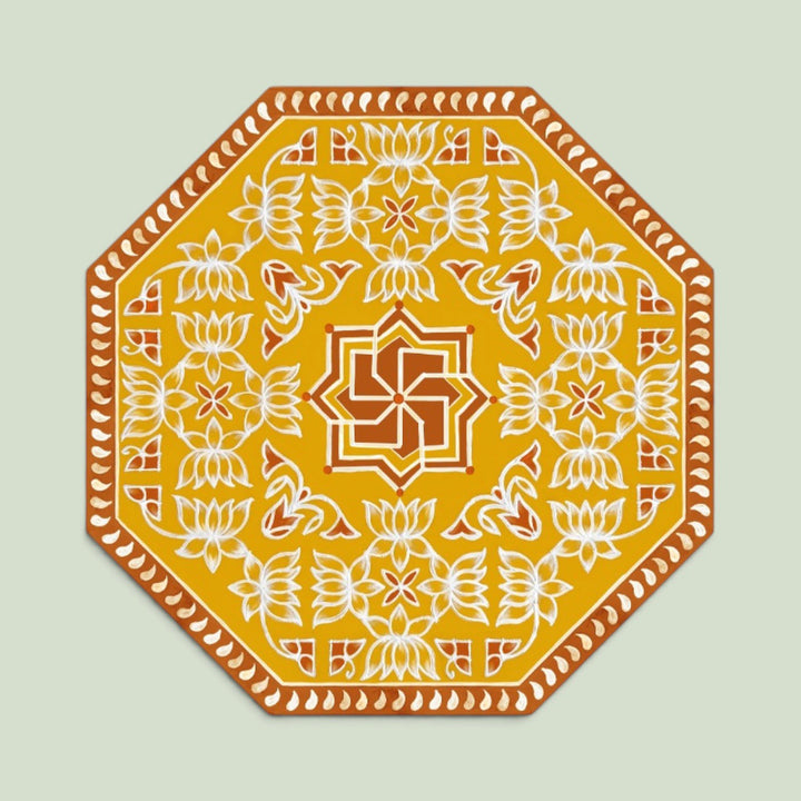 24 Inch | Reusable Handmade Mangalam Fabric Rangoli Mat for Festive Entrance Decor