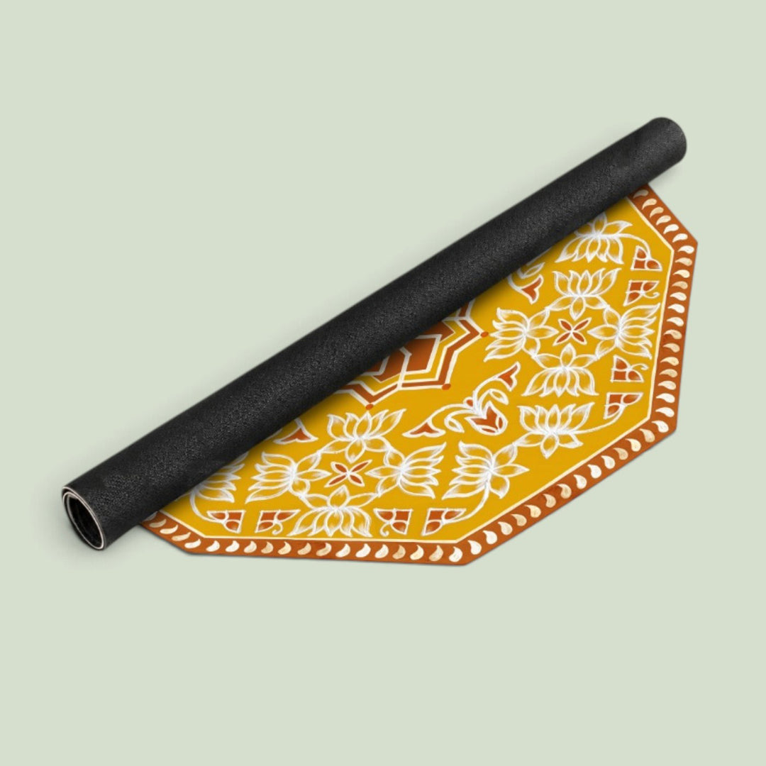 24 Inch | Reusable Handmade Mangalam Fabric Rangoli Mat for Festive Entrance Decor