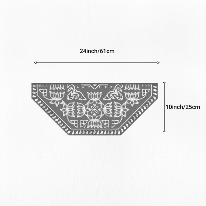 24 Inch | Reusable Handmade Mangalam Ardh Semicircle Fabric Rangoli Mat for Festive Entrance Decor