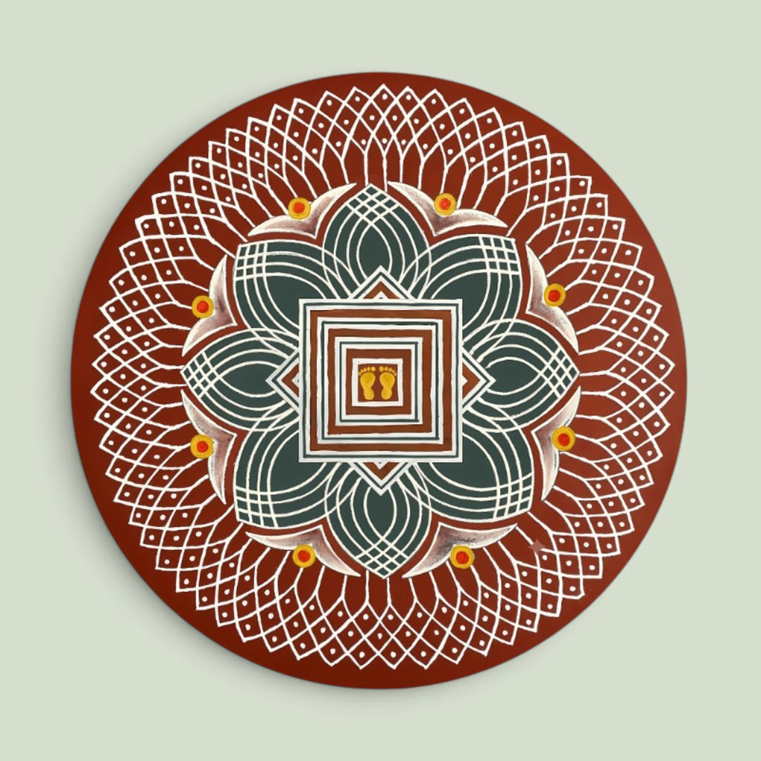 24 Inch | Reusable Handmade Valai Fabric Rangoli Mat for Festive Entrance Decor