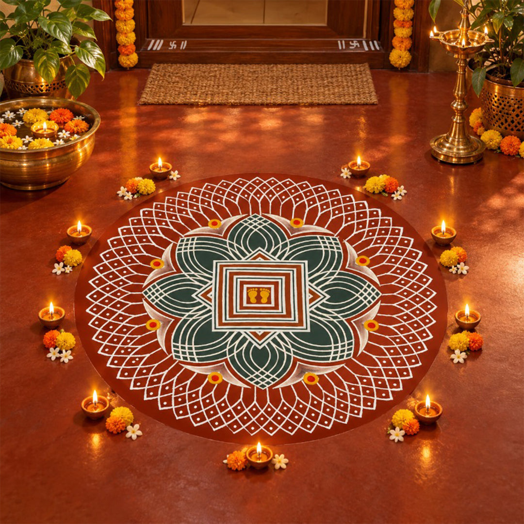 24 Inch | Reusable Handmade Valai Fabric Rangoli Mat for Festive Entrance Decor