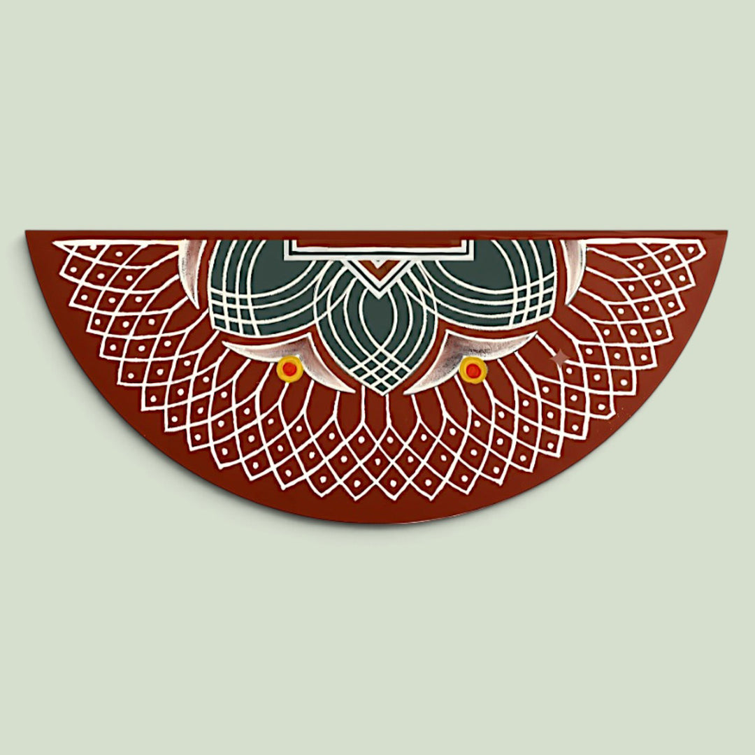 24 Inch | Reusable Handmade Valai Semicircle Fabric Rangoli Mat for Festive Entrance Decor