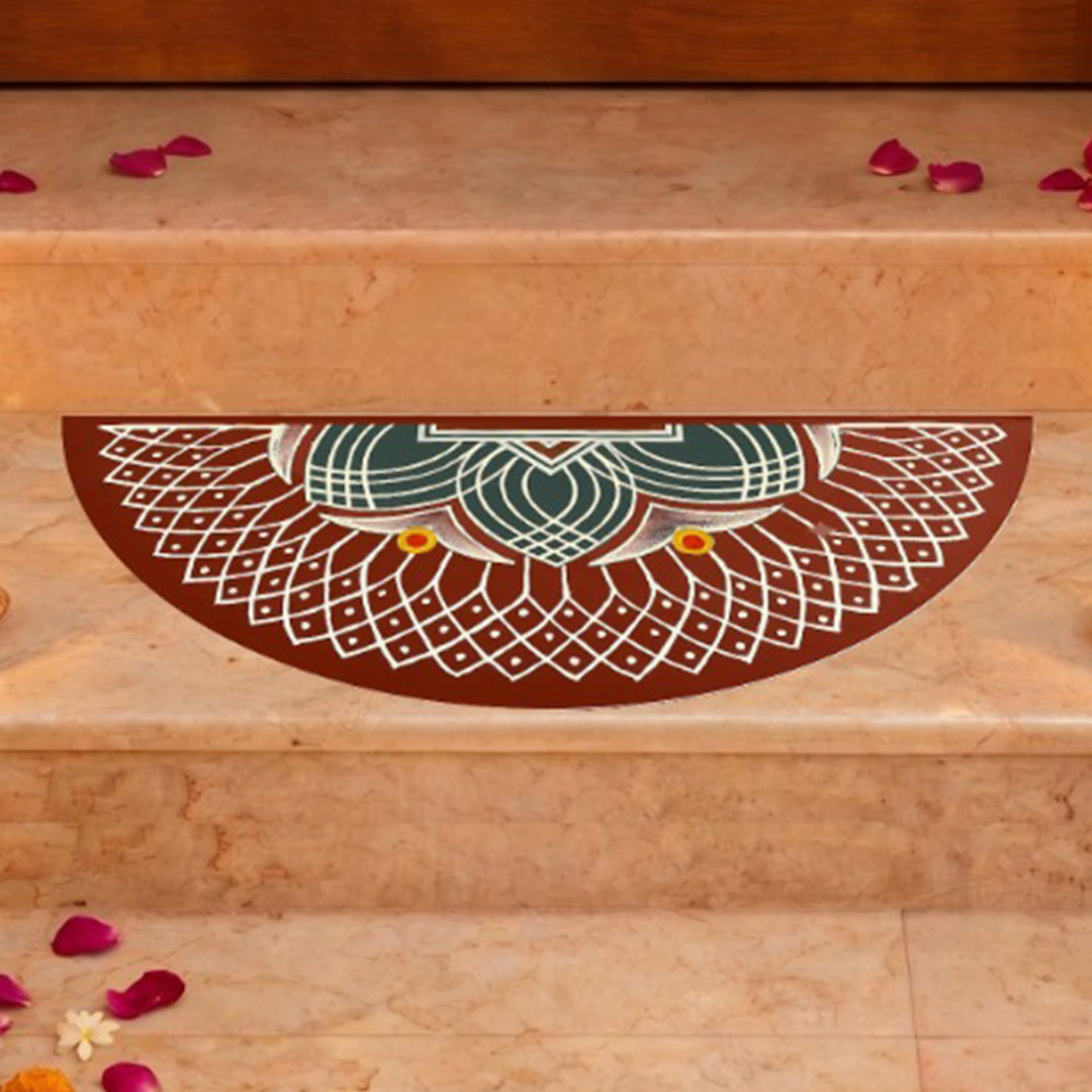24 Inch | Reusable Handmade Valai Semicircle Fabric Rangoli Mat for Festive Entrance Decor