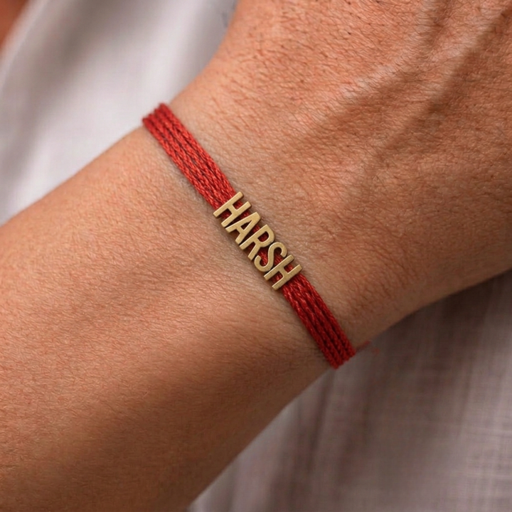 Personalized Handmade Minimalist Name Rakhi With Roli Chawal