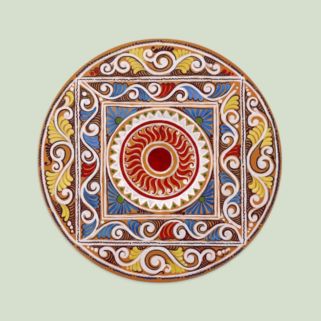 24 Inch | Reusable Handmade Chaitri Fabric Rangoli Mat for Festive Entrance Decor