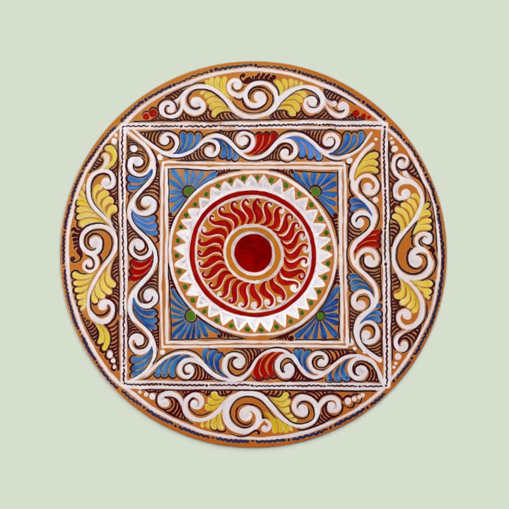 24 Inch | Reusable Handmade Chaitri Fabric Rangoli Mat for Festive Entrance Decor