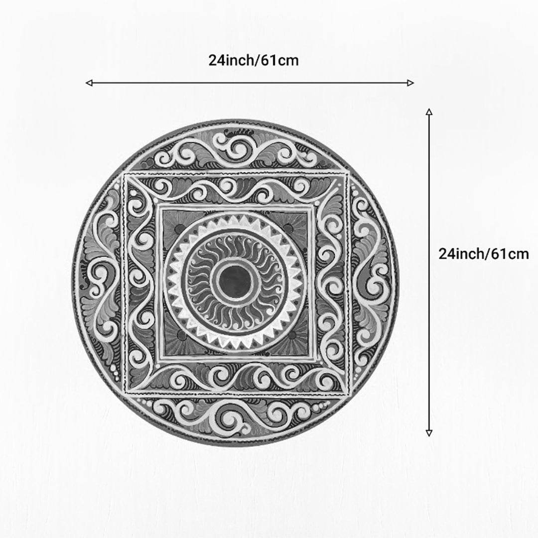 24 Inch | Reusable Handmade Chaitri Fabric Rangoli Mat for Festive Entrance Decor