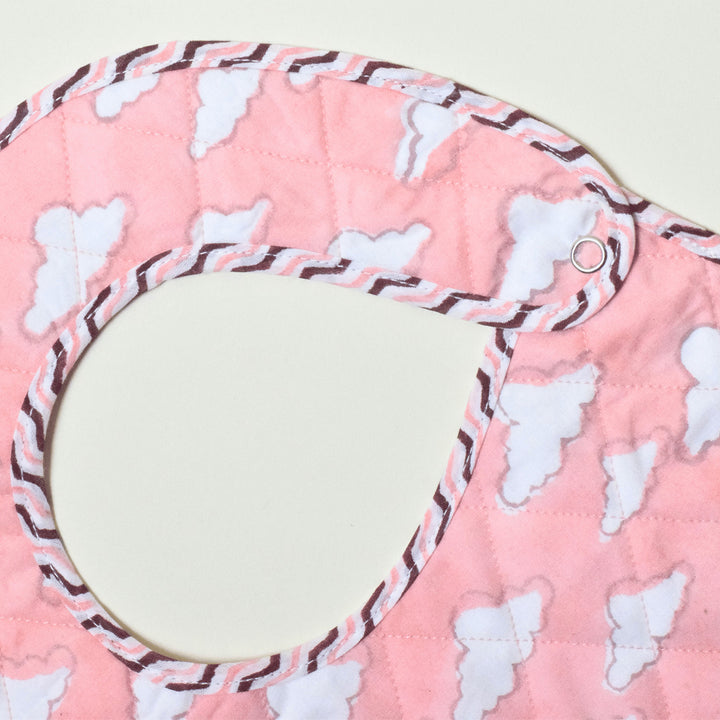 Block Printed Pink Puffy Bib