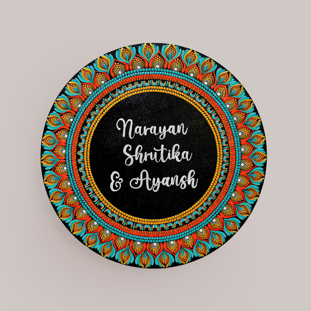 Handcrafted Circular Dot Art Name Plate