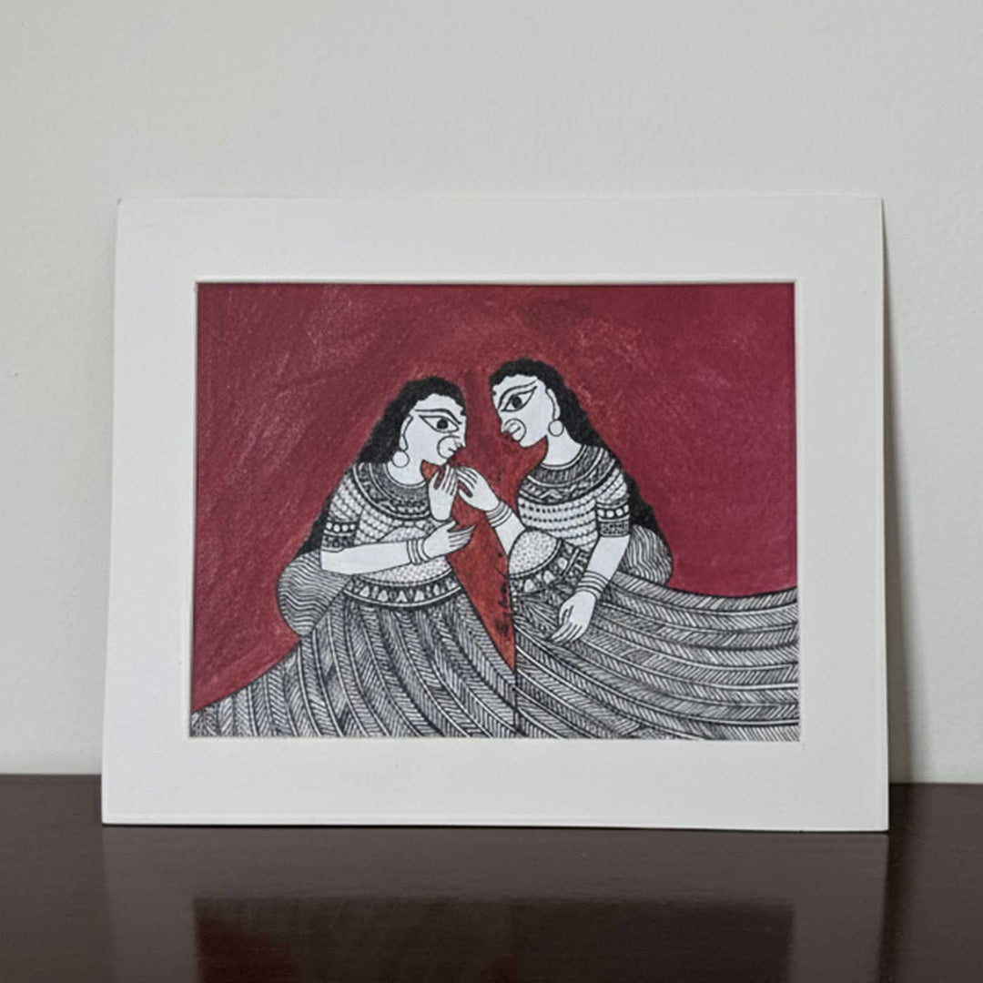 7 x 9  Inch | Soulful Ties | Original Hanpainted Madhubani  Painting | Natural Colors On Paper