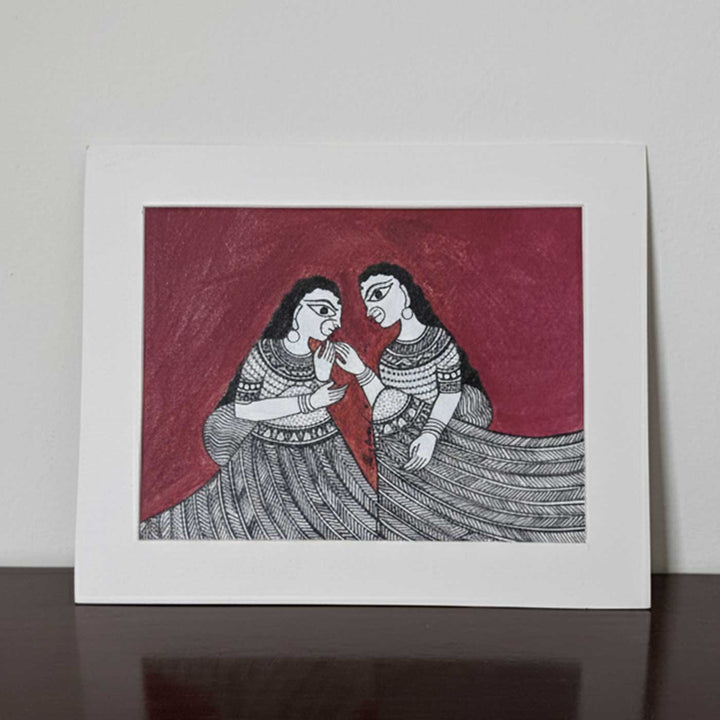 7 x 9  Inch | Soulful Ties | Original Hanpainted Madhubani  Painting | Natural Colors On Paper