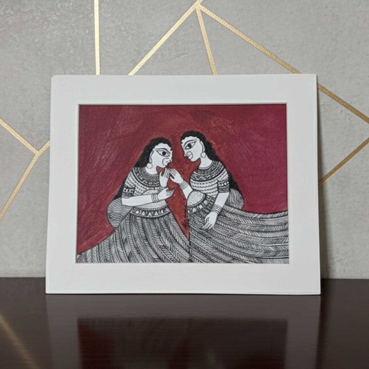 7 x 9  Inch | Soulful Ties | Original Hanpainted Madhubani  Painting | Natural Colors On Paper