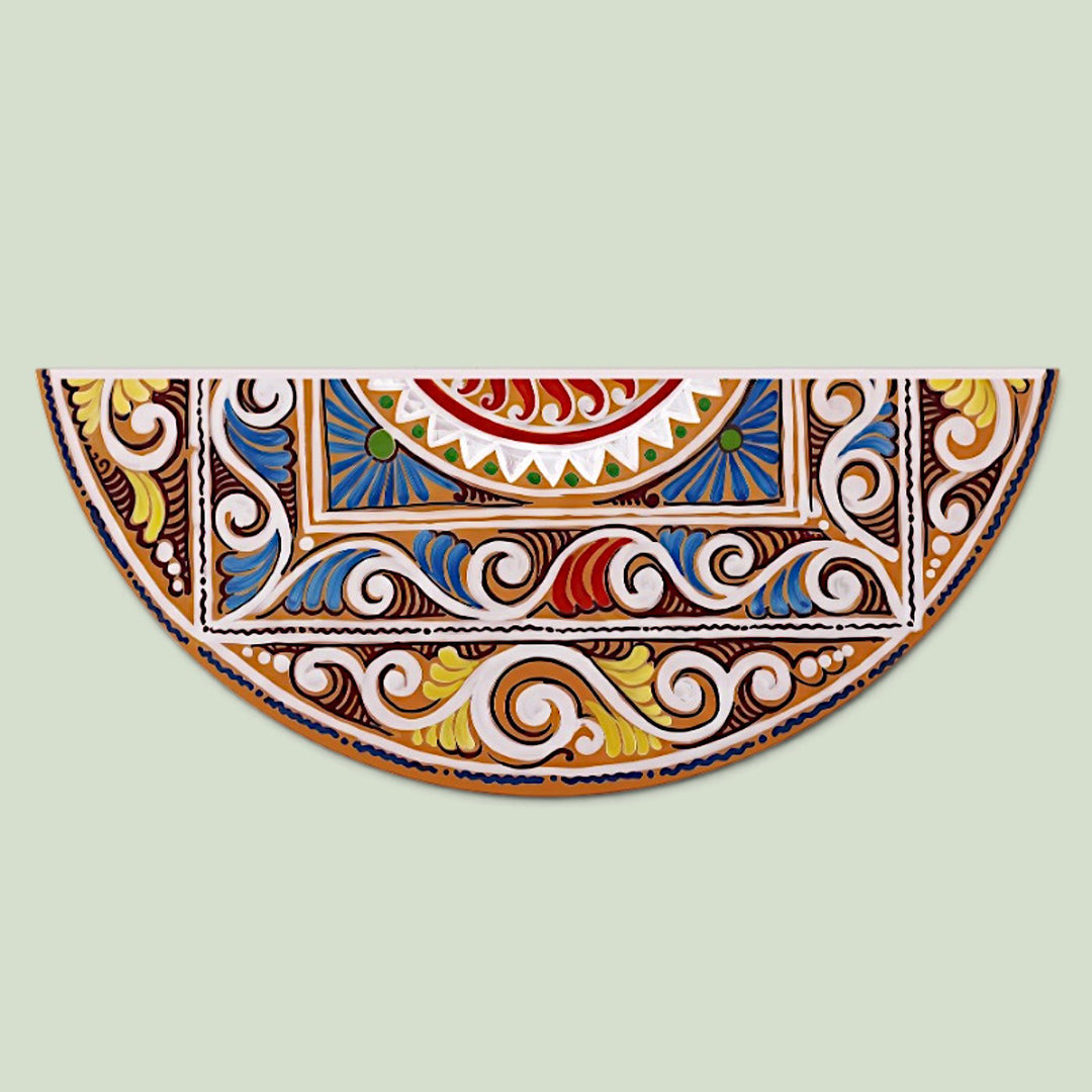 24 Inch | Reusable Handmade Chaitri Semicircle Fabric Rangoli Mat for Festive Entrance Decor