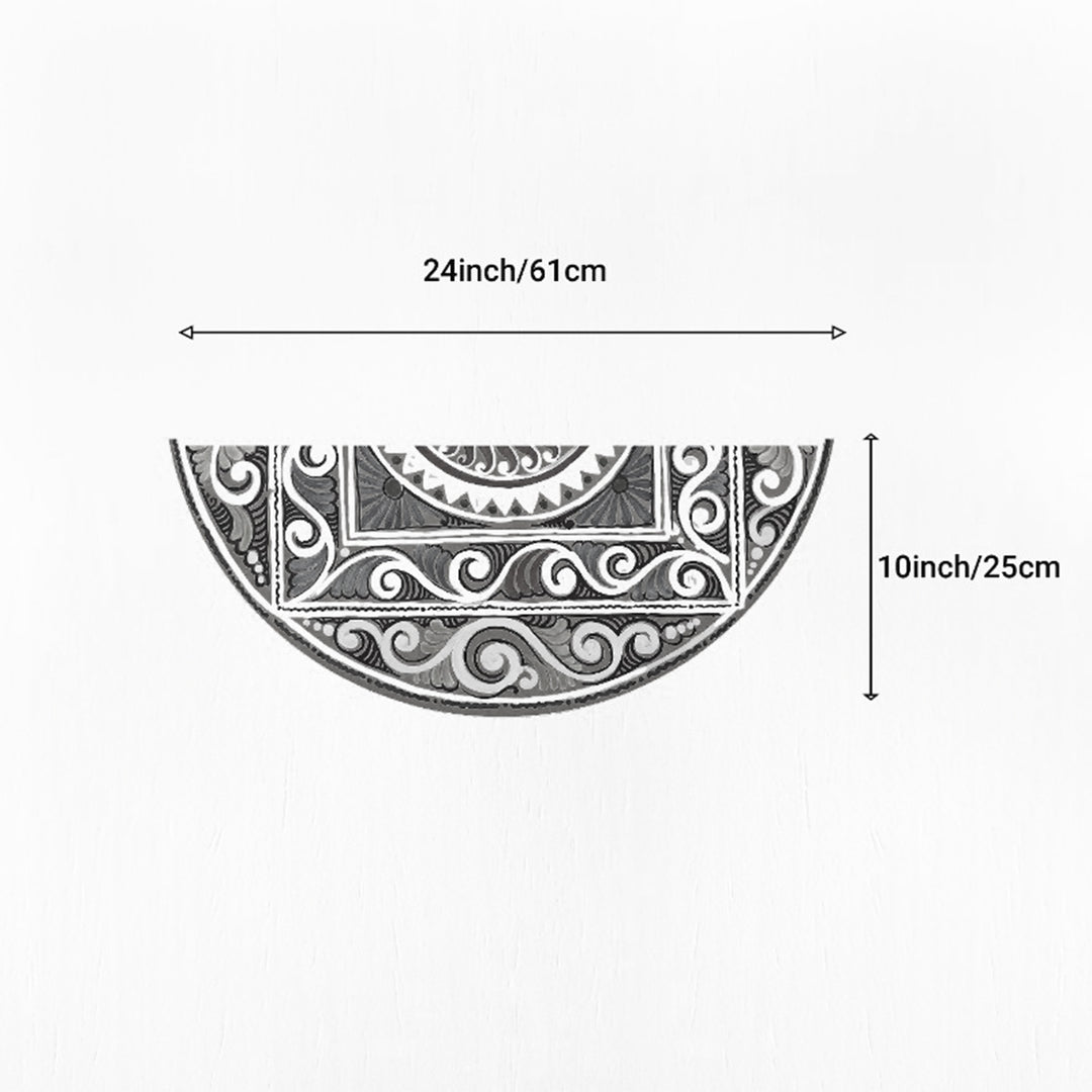 24 Inch | Reusable Handmade Chaitri Semicircle Fabric Rangoli Mat for Festive Entrance Decor