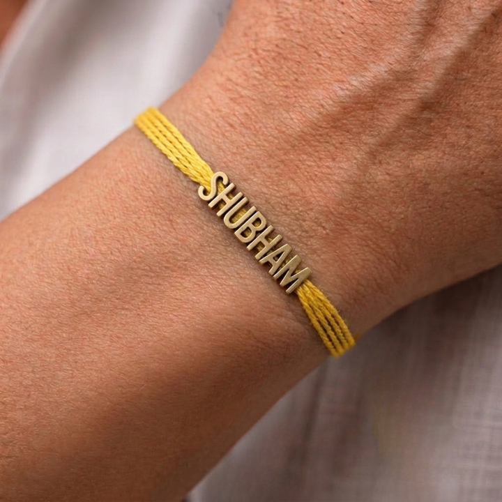 Personalized Handmade Minimalist Name Rakhi With Roli Chawal