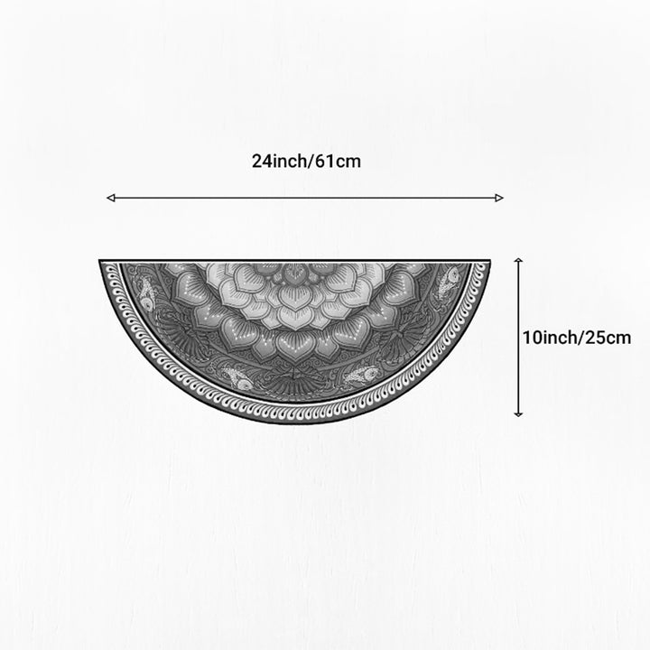 24 Inch | Reusable Handmade Kamalmandal Semicircle Fabric Rangoli Mat for Festive Entrance Decor