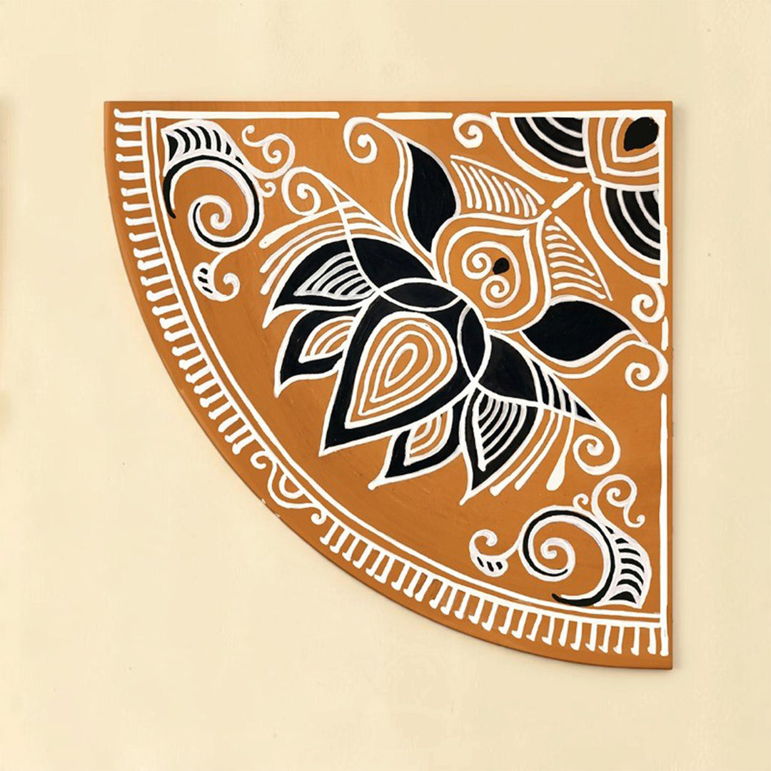 2 pc | 10 Inch | Reusable Handmade Vyana Corner Fabric Rangoli Mat for Festive Entrance Decor